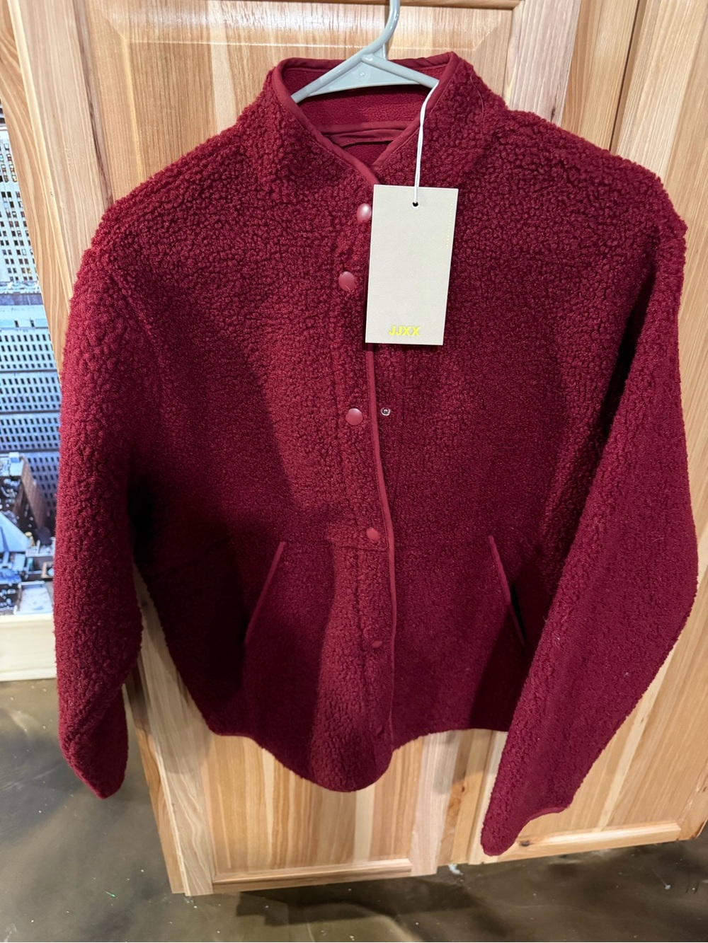 Women's Burgundy Teddy Sherpa Jacket - Classic Cozy Layer